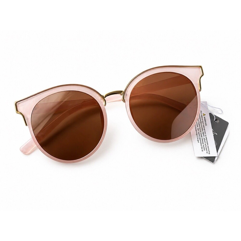 Rose Gold Round‎ Sunglasses Pink Translucent Frame Retro Boho Festival NWT